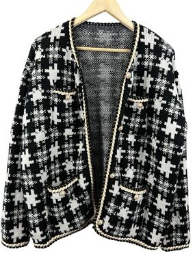 Cardigan Button Up Faux Pearl Buttons Size 1X